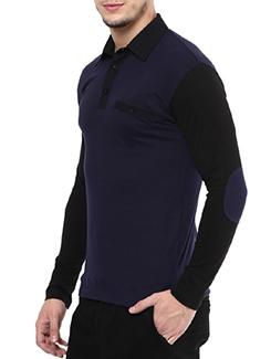 navy blue cotton color block t-shirt - 11668771 - Standard Image - 2