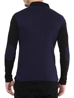 navy blue cotton color block t-shirt - 11668771 - Standard Image - 3