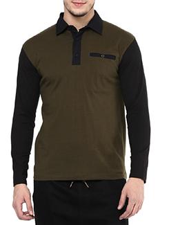 olive green color block pocket t-shirt - 11668772 - Very Small Image - 1