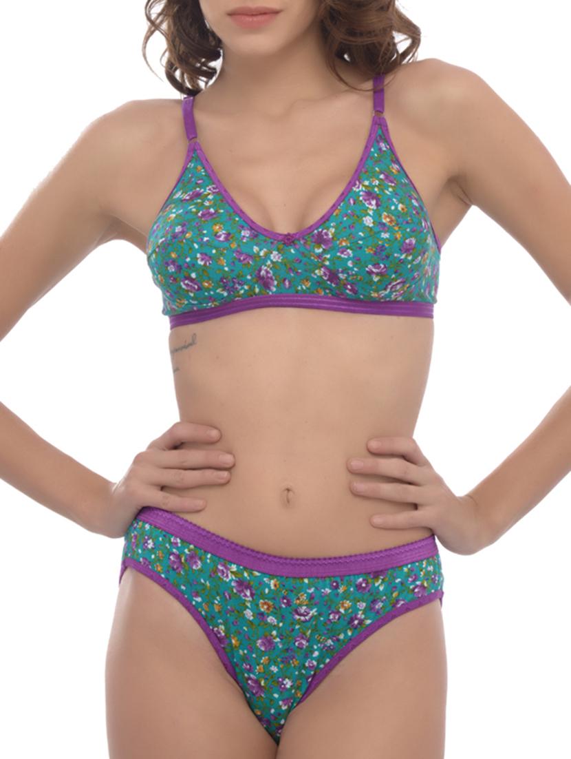 blue cotton bra and panty set - 11672246 - Zoom Image - 1