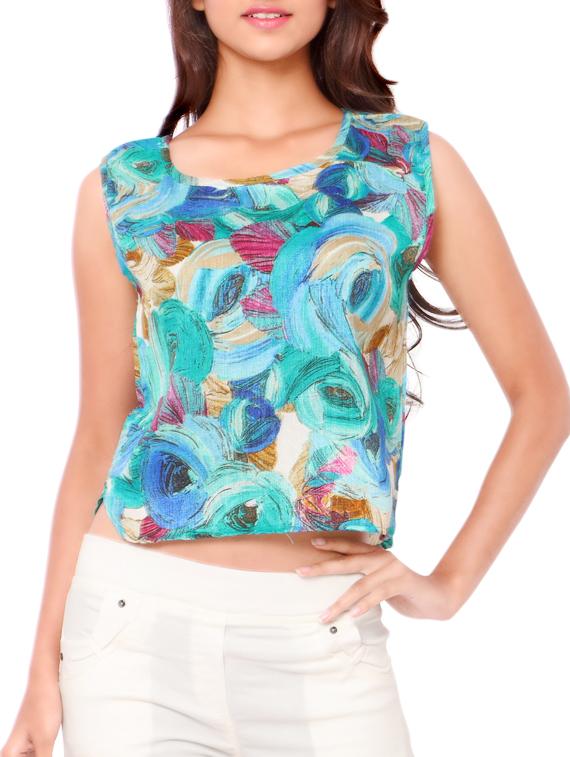 green polyester crop top - 11678806 - Zoom Image - 1
