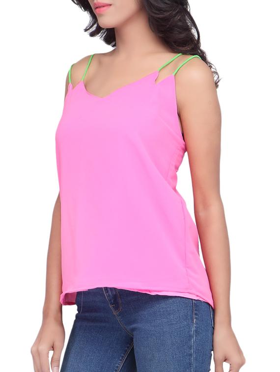 pink poly georgette top - 11678816 - Zoom Image - 2