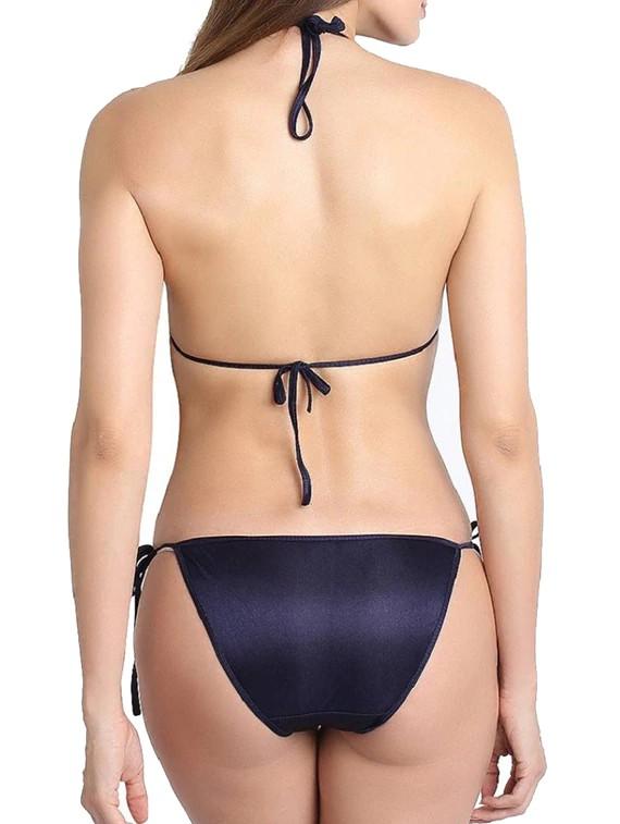 navy blue satin bra and panty set - 11684746 - Zoom Image - 3