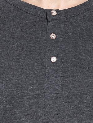 grey cotton henley t-shirt - 11685113 - Standard Image - 4