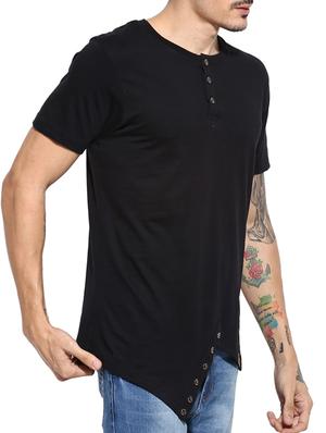 black cotton asymmetric t-shirt - 11685121 - Standard Image - 2