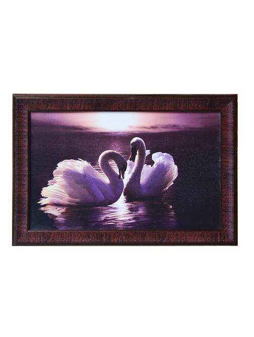 multicolour swans shaped theme synthetic wood framed uv art print - 1168565 - Standard Image - 1