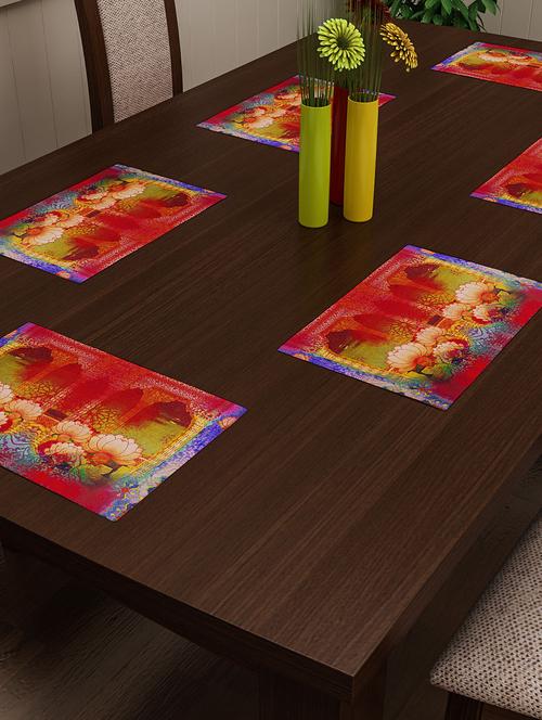 set of 4 red cotton placemat - 11696494 - Standard Image - 1