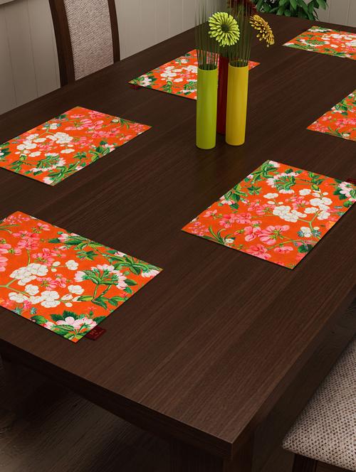 set of 6 orange cotton placemats - 11696495 - Standard Image - 1