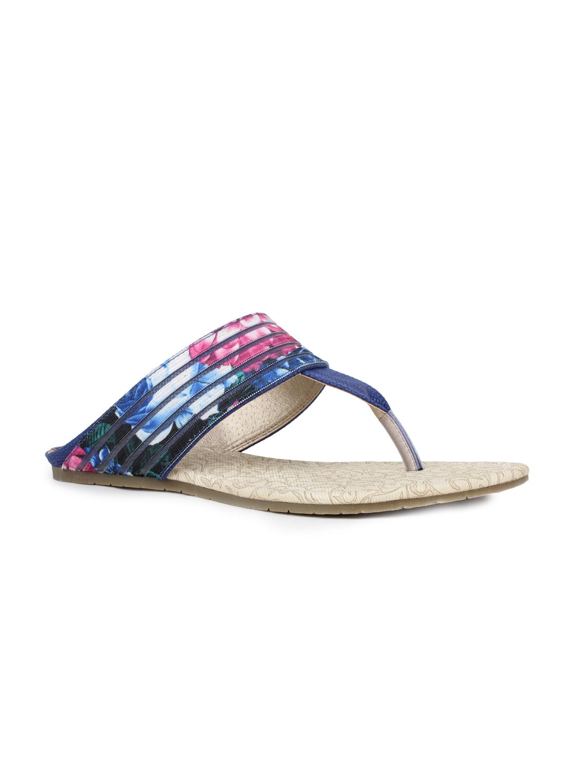 blue suede toe separator sandals