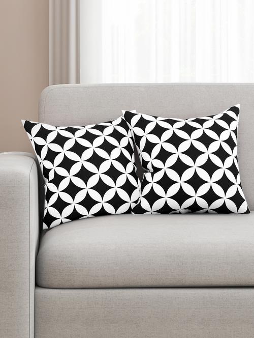 black cotton set of 2 cushion covers - 11697389 - Standard Image - 1