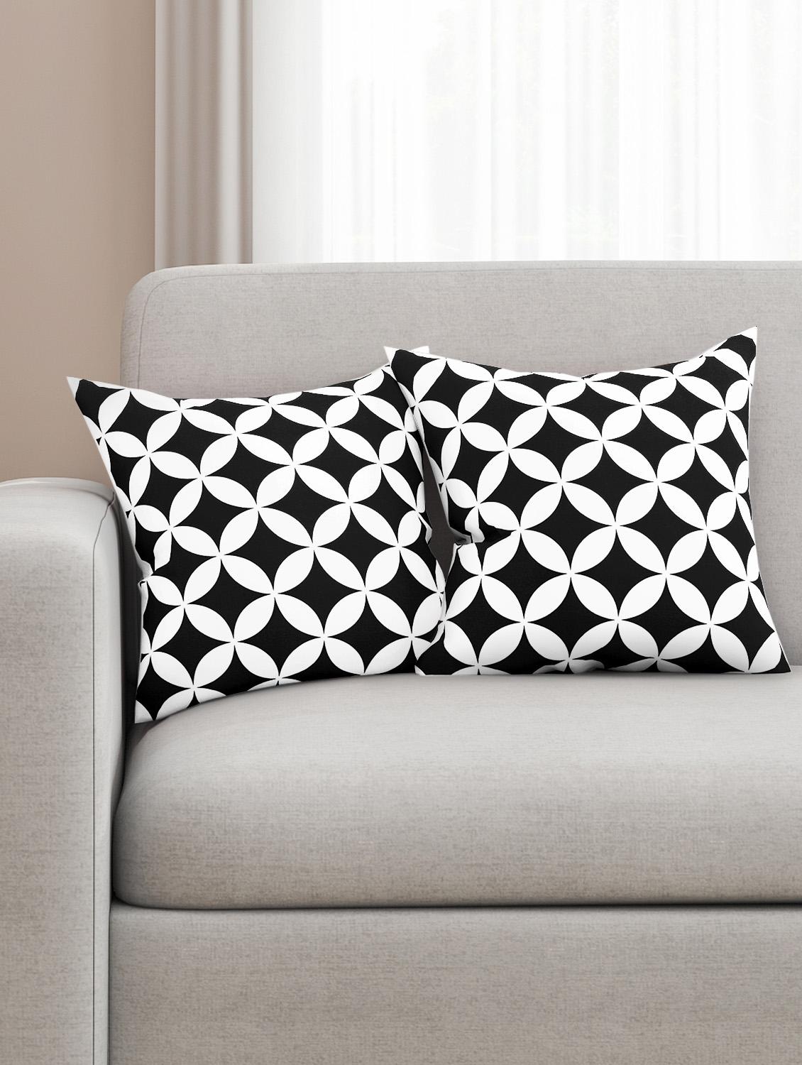 black cotton set of 2 cushion covers - 11697389 - Zoom Image - 1
