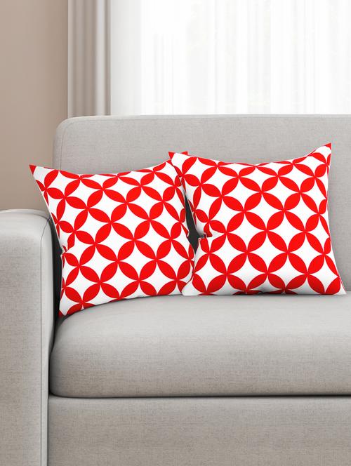 red cotton set of 2 cushion covers - 11697390 - Standard Image - 1