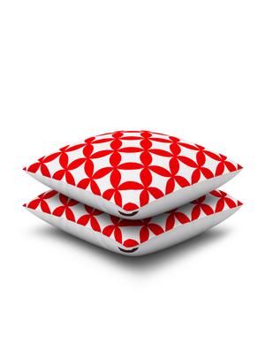 red cotton set of 2 cushion covers - 11697390 - Standard Image - 3