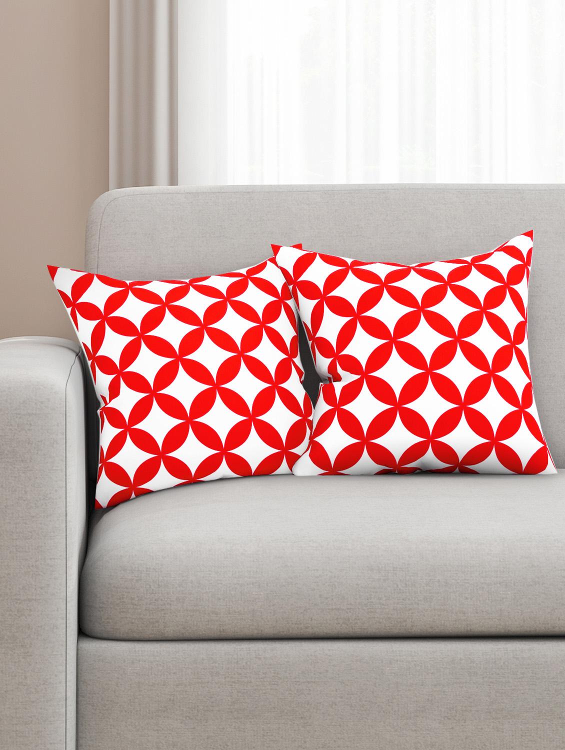 red cotton set of 2 cushion covers - 11697390 - Zoom Image - 1