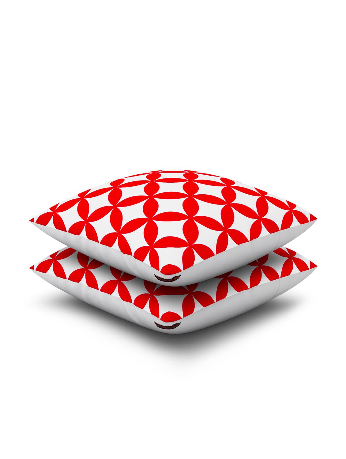 red cotton set of 2 cushion covers - 11697390 - Zoom Image - 3