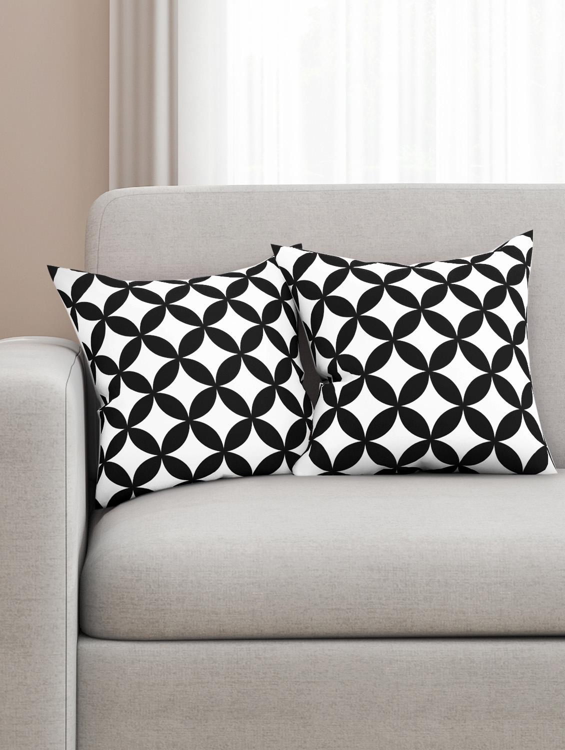 black cotton set of 2 cushion covers - 11697396 - Zoom Image - 1