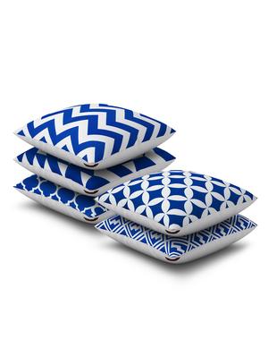 blue cotton set of 5 cushion covers - 11697413 - Standard Image - 2