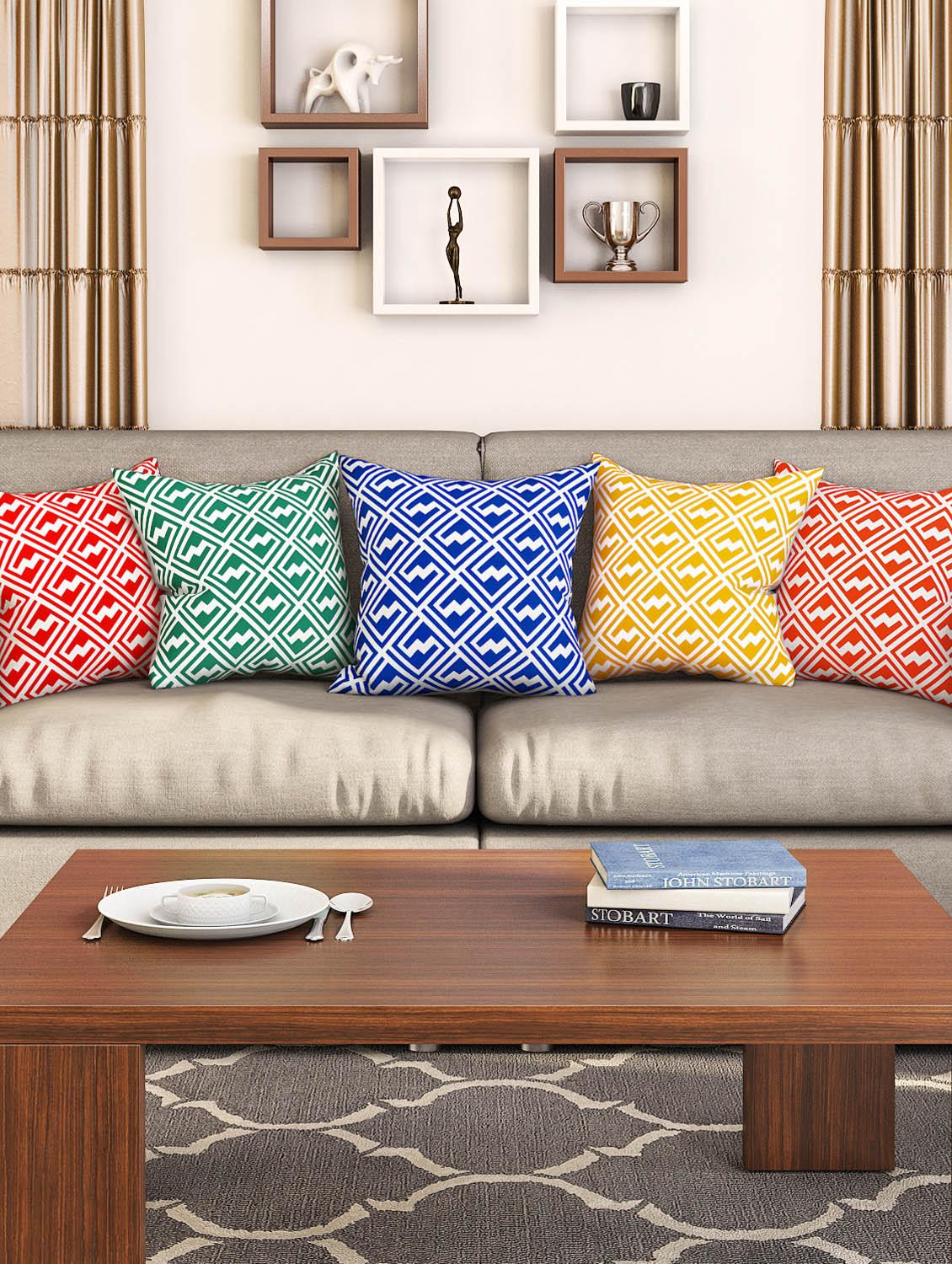 multi colored cotton set of 5 cushion covers - 11697417 - Zoom Image - 1