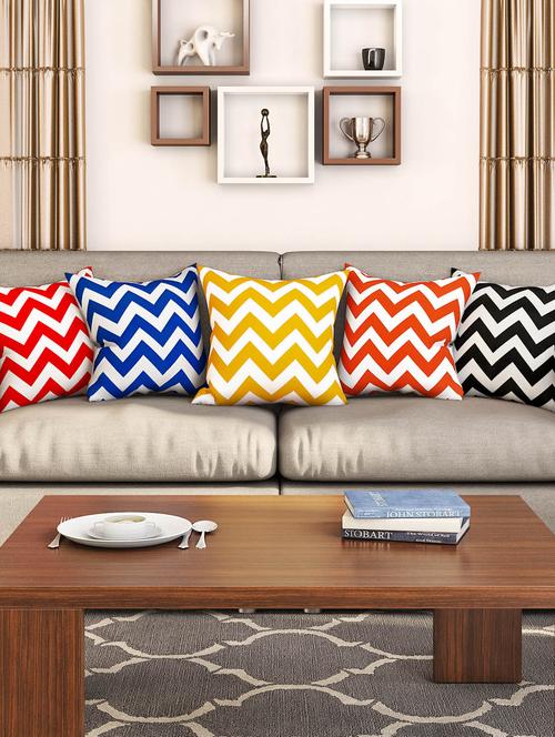 multi colored cotton set of 5 cushion covers - 11697418 - Standard Image - 1