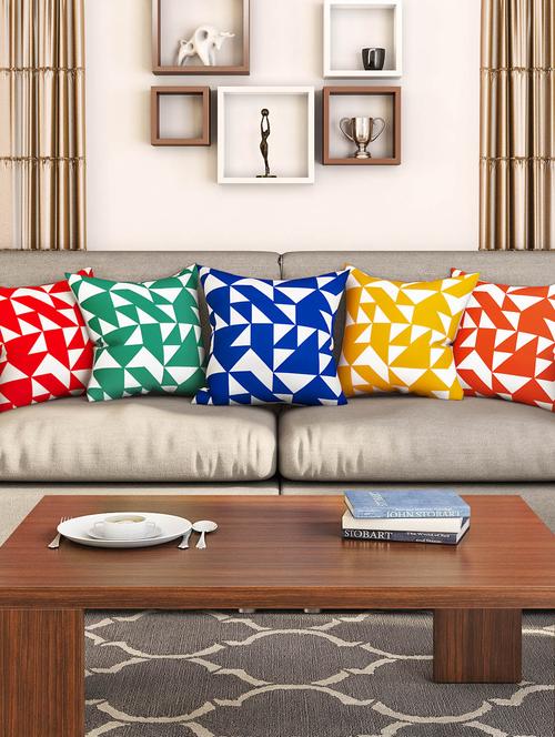 multi colored cotton set of 5 cushion covers - 11697419 - Standard Image - 1