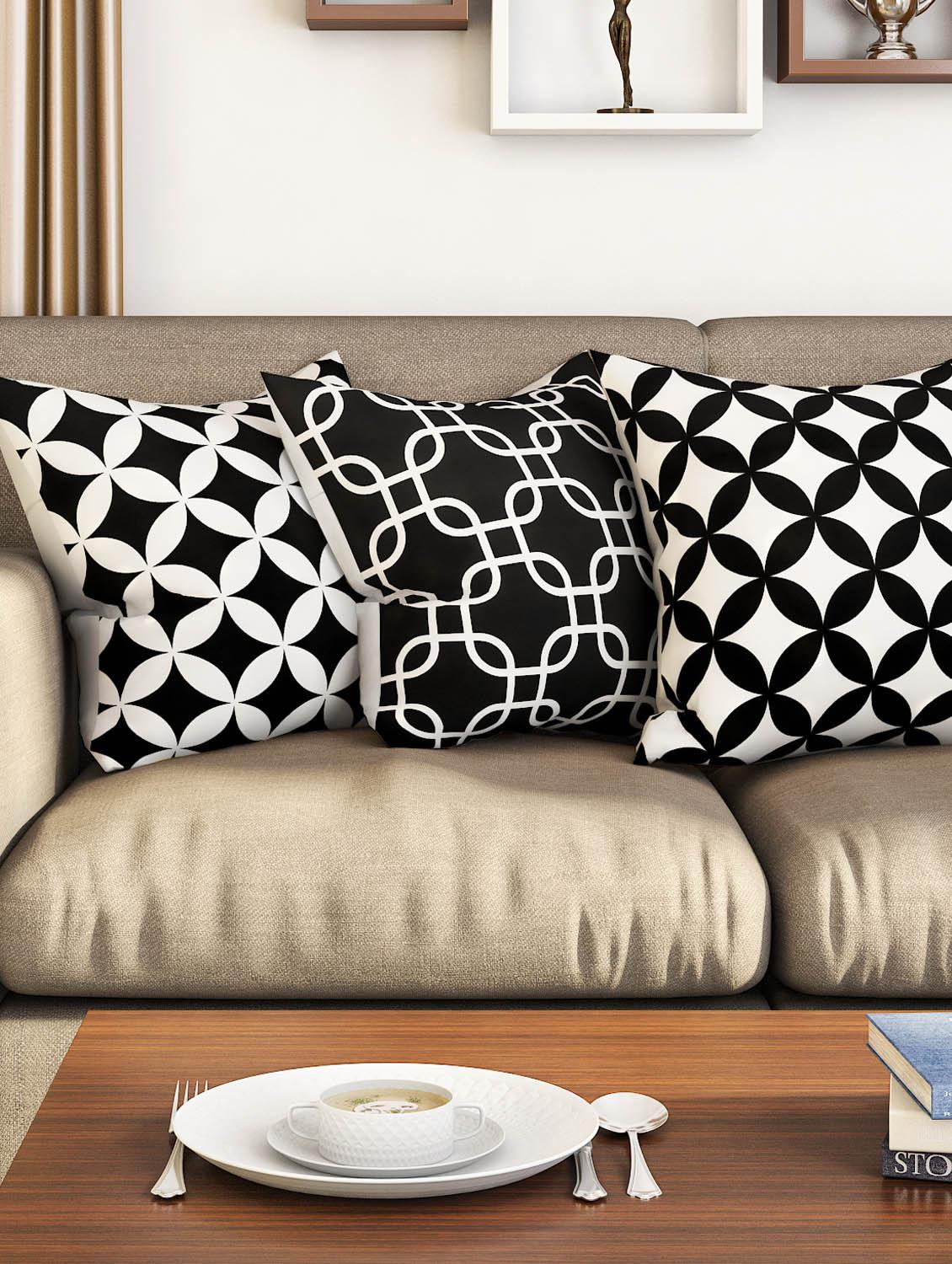 black cotton set of 5 cushion covers - 11697421 - Zoom Image - 1