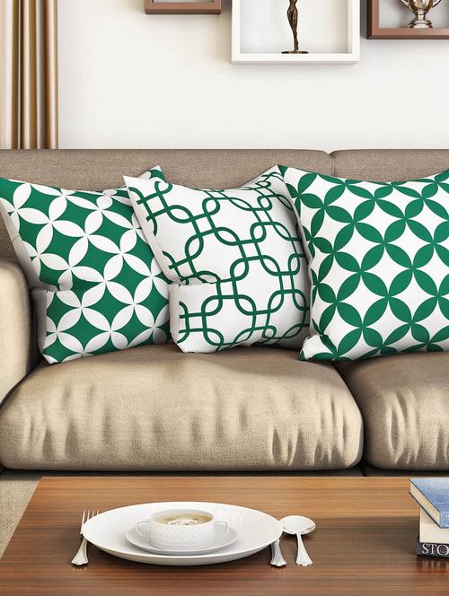 green cotton set of 3 cushion covers - 11697427 - Standard Image - 1