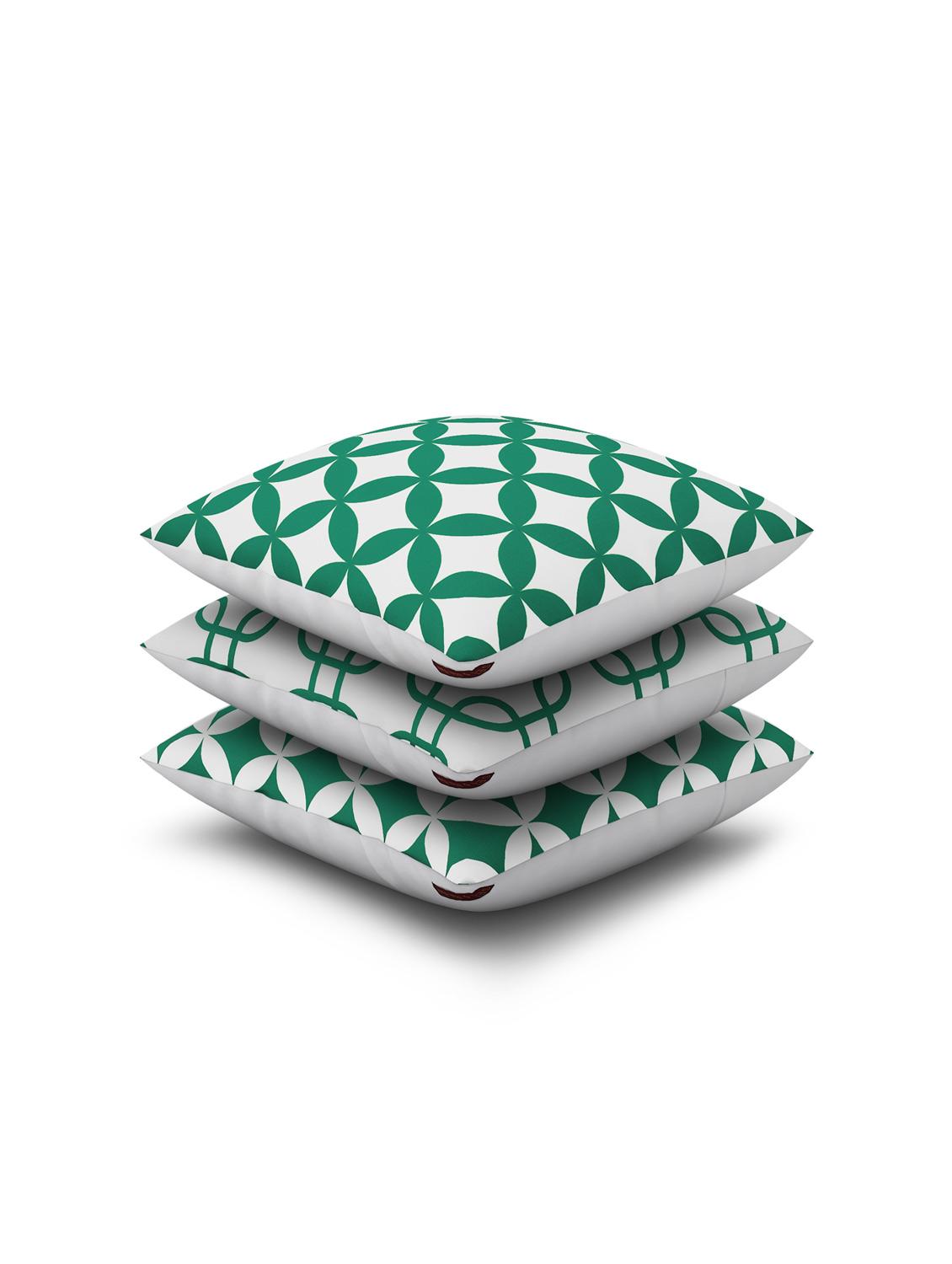 green cotton set of 3 cushion covers - 11697427 - Zoom Image - 2
