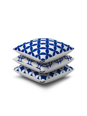 blue cotton set of 3 cushion covers - 11697429 - Standard Image - 2