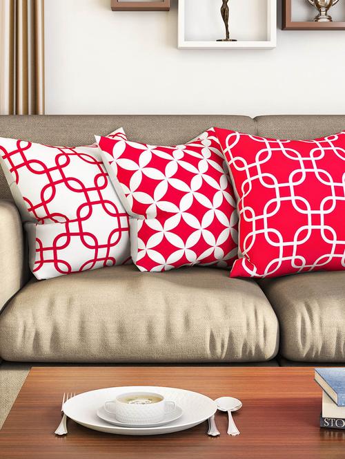 pink cotton set of 3 cushion covers - 11697438 - Standard Image - 1