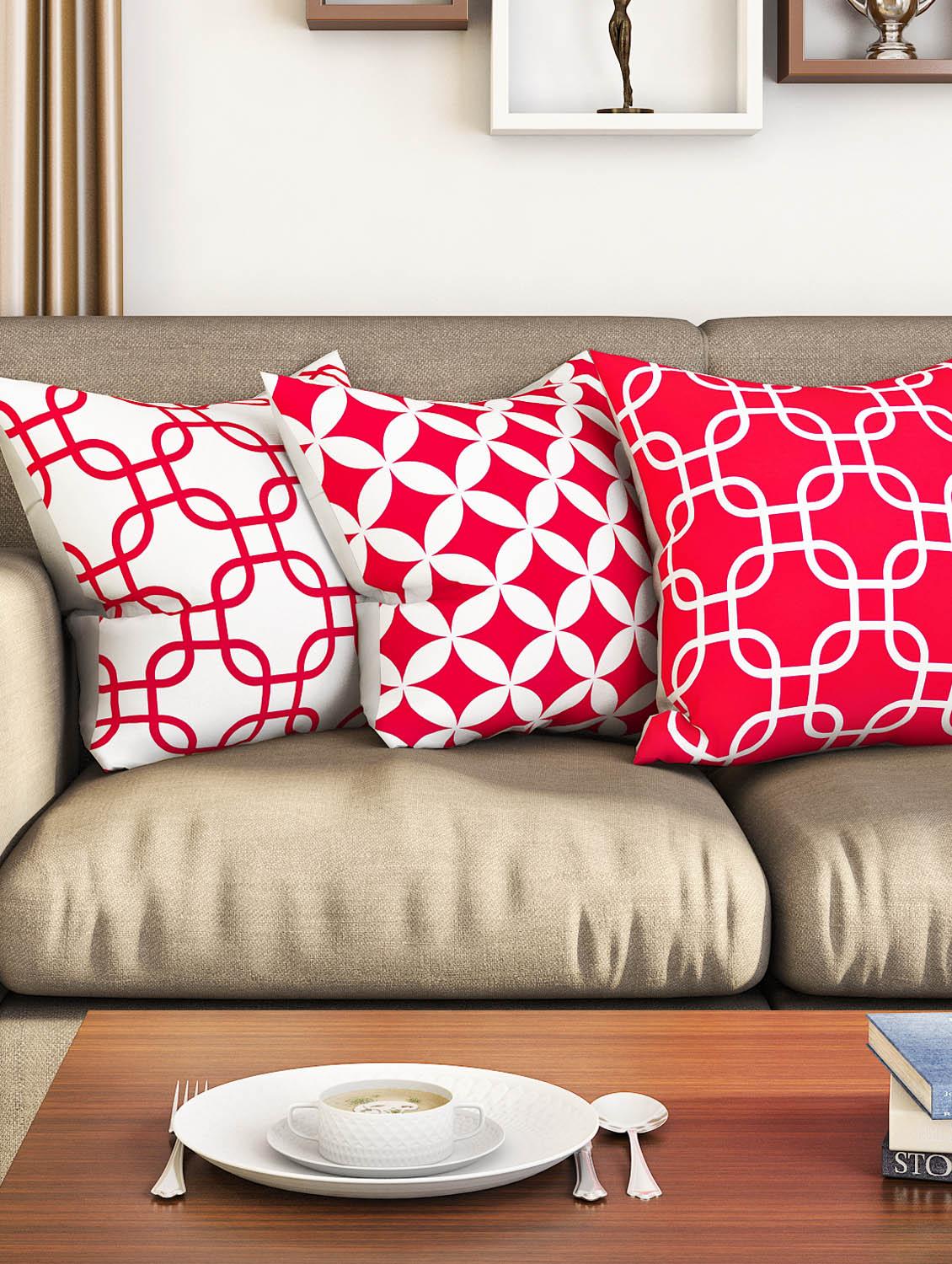 pink cotton set of 3 cushion covers - 11697438 - Zoom Image - 1