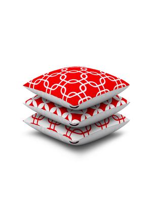 red cotton set of 3 cushion covers - 11697439 - Standard Image - 2