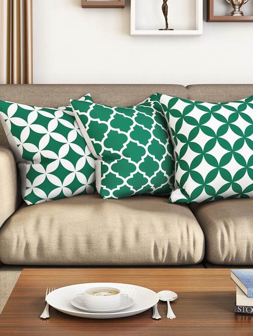 green cotton set of 3 cushion covers - 11697448 - Standard Image - 1
