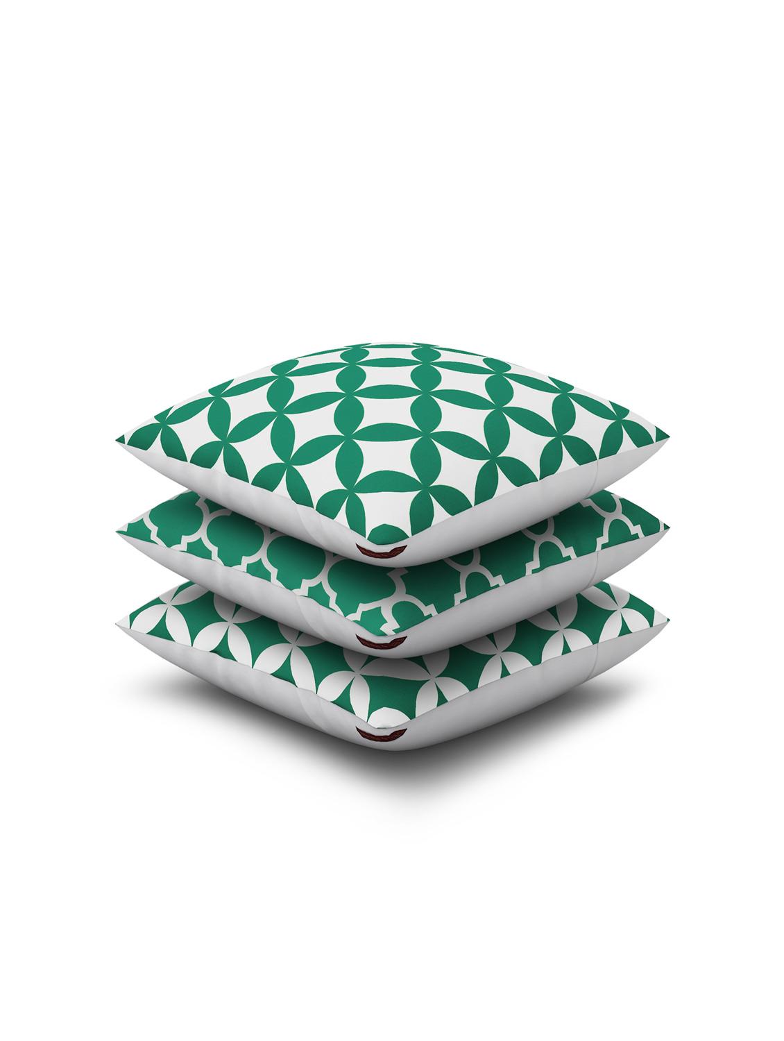 green cotton set of 3 cushion covers - 11697448 - Zoom Image - 2