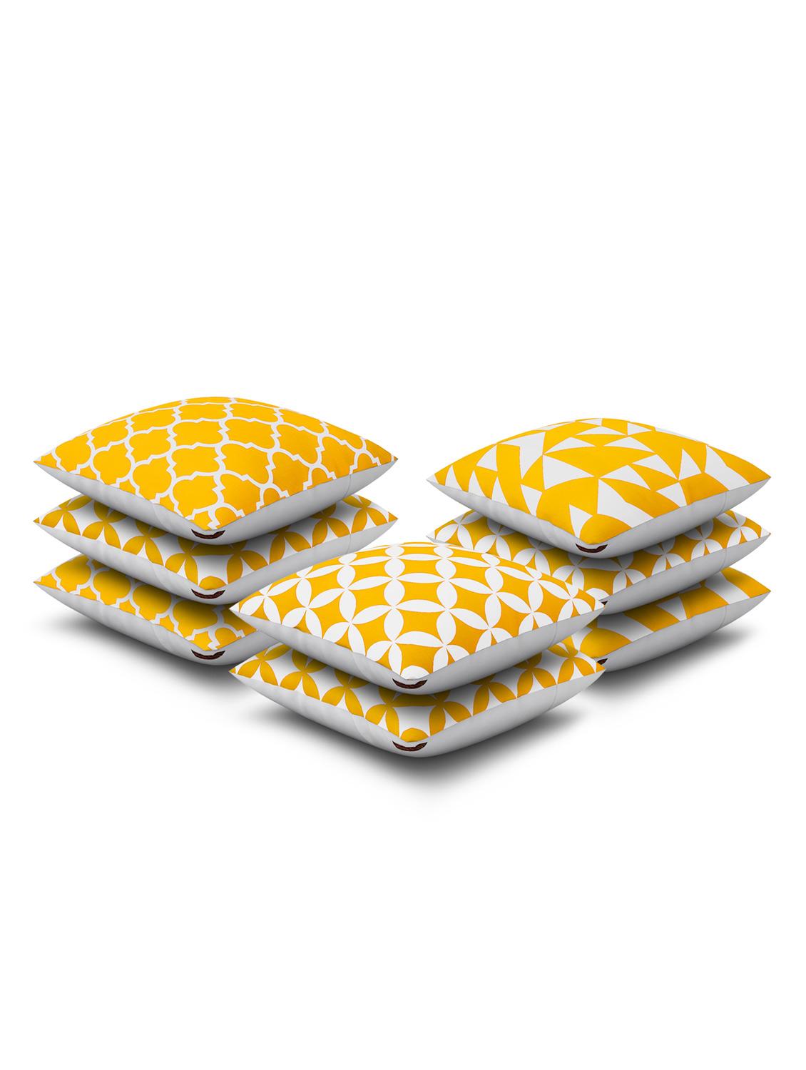 yellow cotton set of 8 cushion covers - 11697463 - Zoom Image - 2