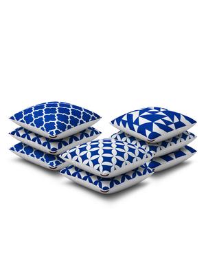 blue cotton set of 8 cushion covers - 11697464 - Standard Image - 2