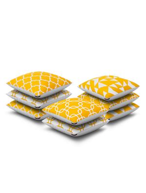 yellow cotton set of 8 cushion covers - 11697466 - Standard Image - 2