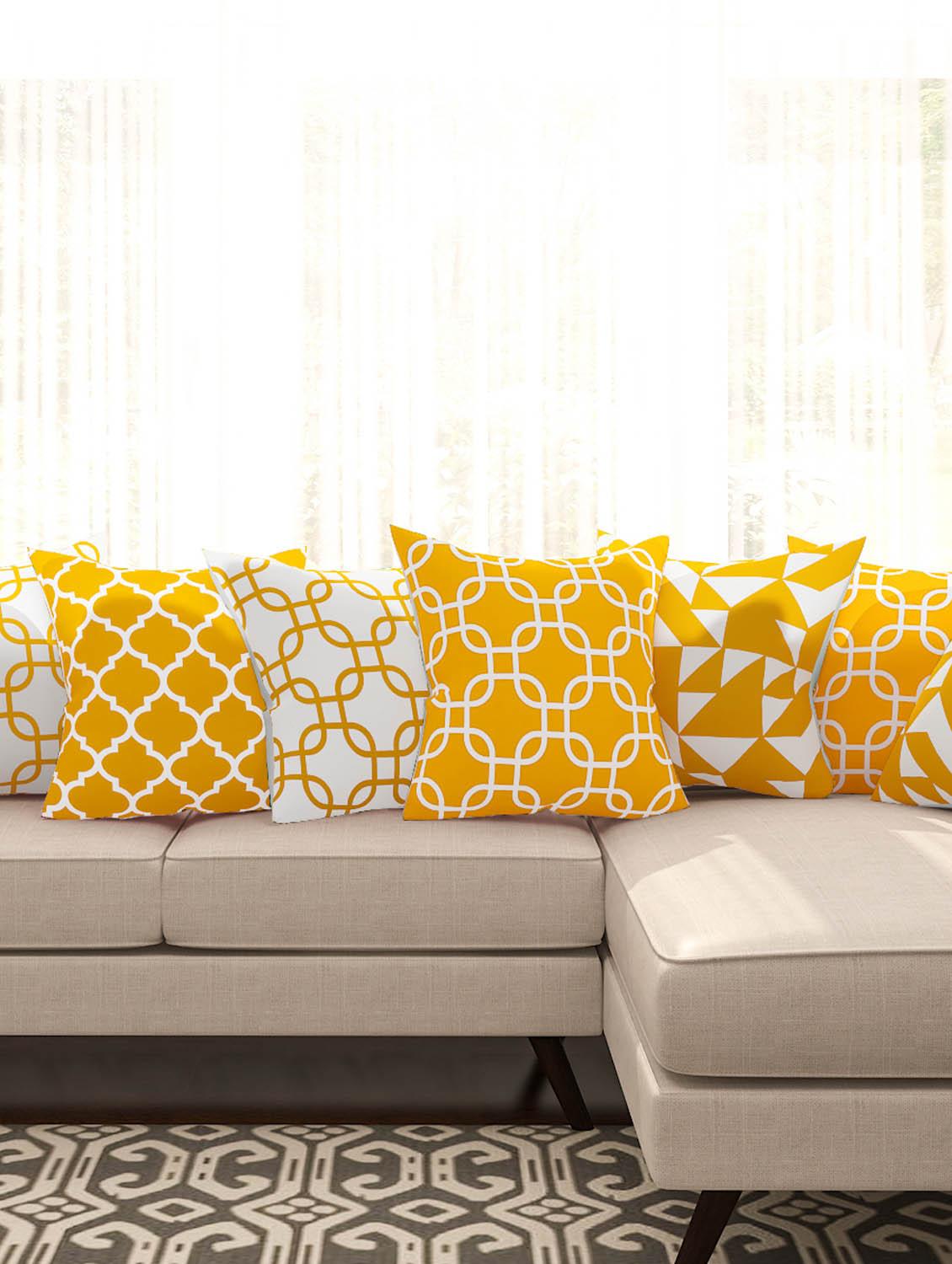 yellow cotton set of 8 cushion covers - 11697466 - Zoom Image - 1