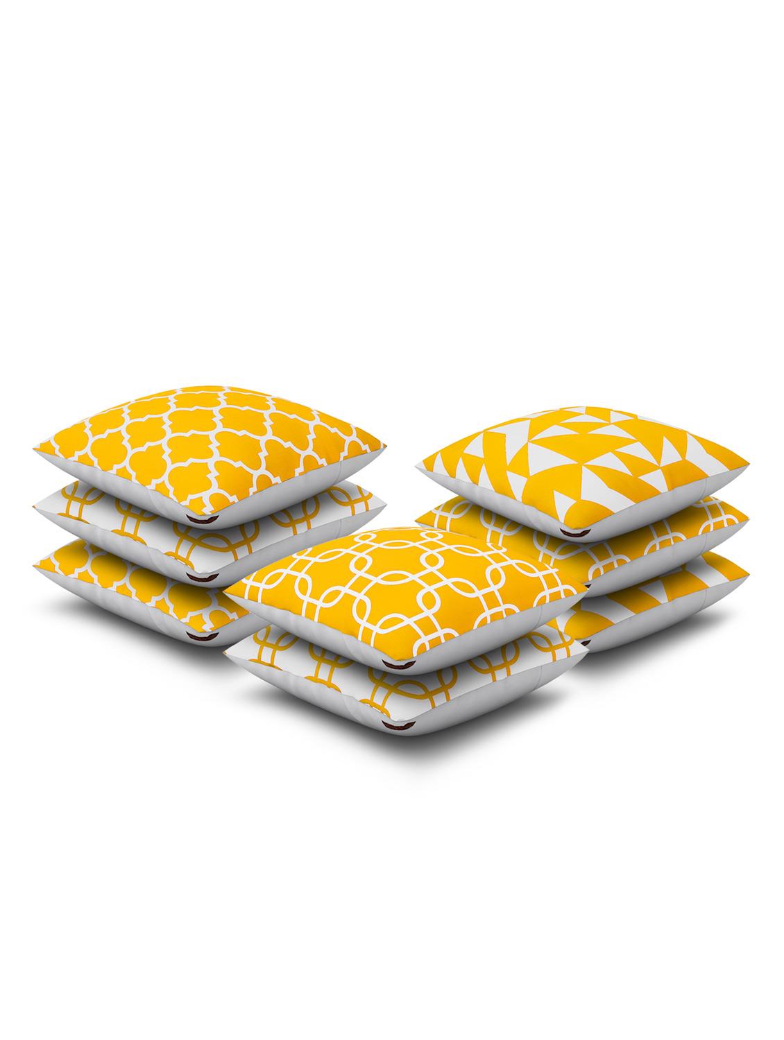 yellow cotton set of 8 cushion covers - 11697466 - Zoom Image - 2