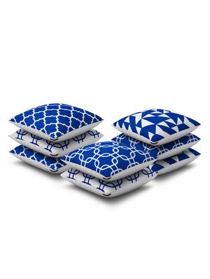 blue cotton set of 8 cushion covers - 11697467 - Standard Image - 2