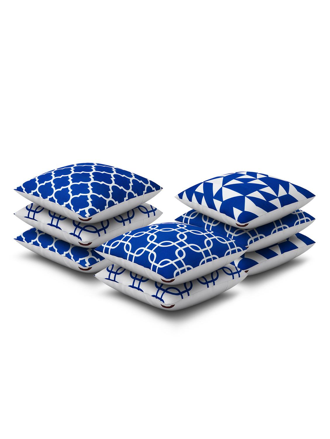 blue cotton set of 8 cushion covers - 11697467 - Zoom Image - 2