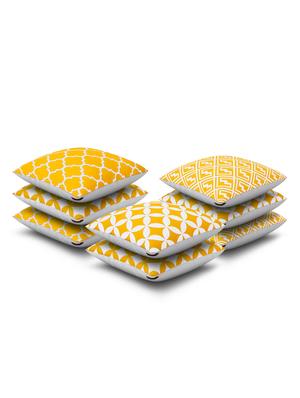 yellow cotton set of 8 cushion covers - 11697469 - Standard Image - 2