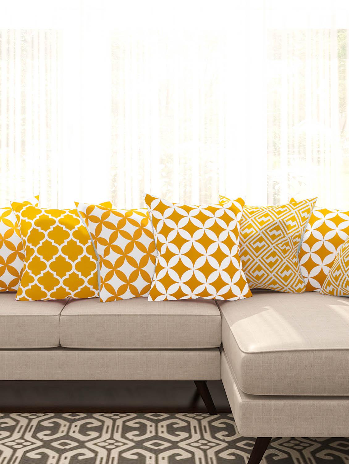 yellow cotton set of 8 cushion covers - 11697469 - Zoom Image - 1