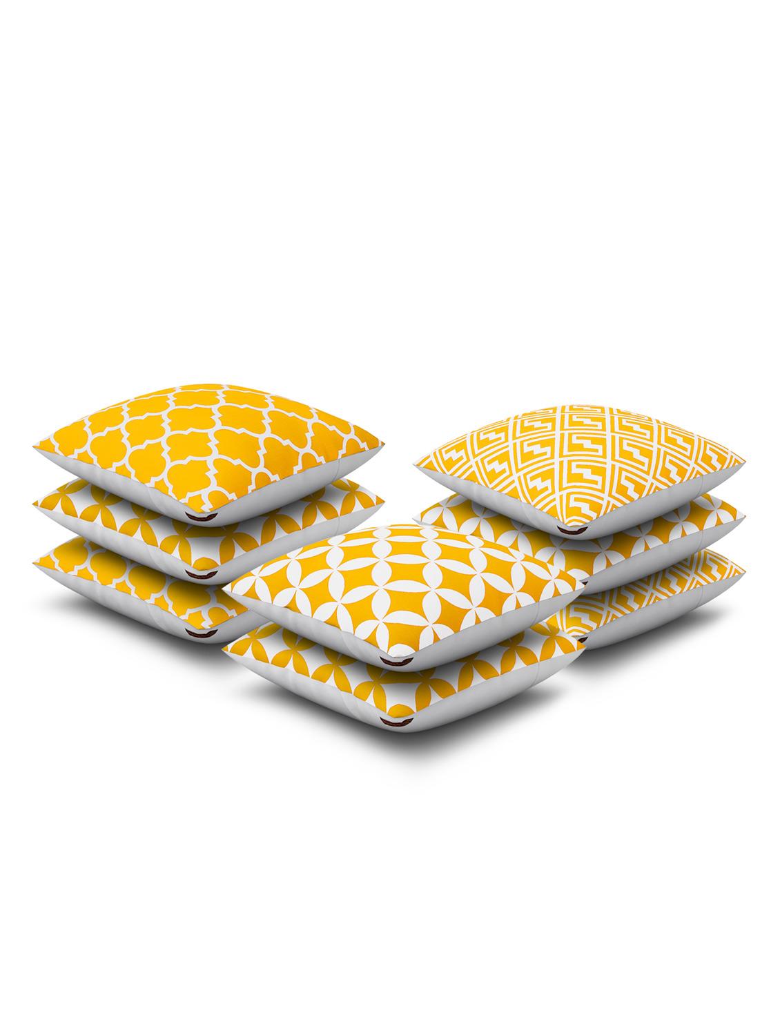 yellow cotton set of 8 cushion covers - 11697469 - Zoom Image - 2