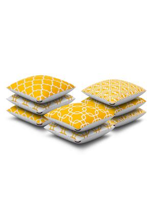 yellow cotton set of 8 cushion covers - 11697472 - Standard Image - 2