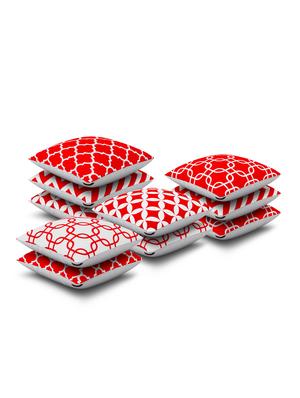 red cotton set of 10 cushion covers - 11697474 - Standard Image - 2