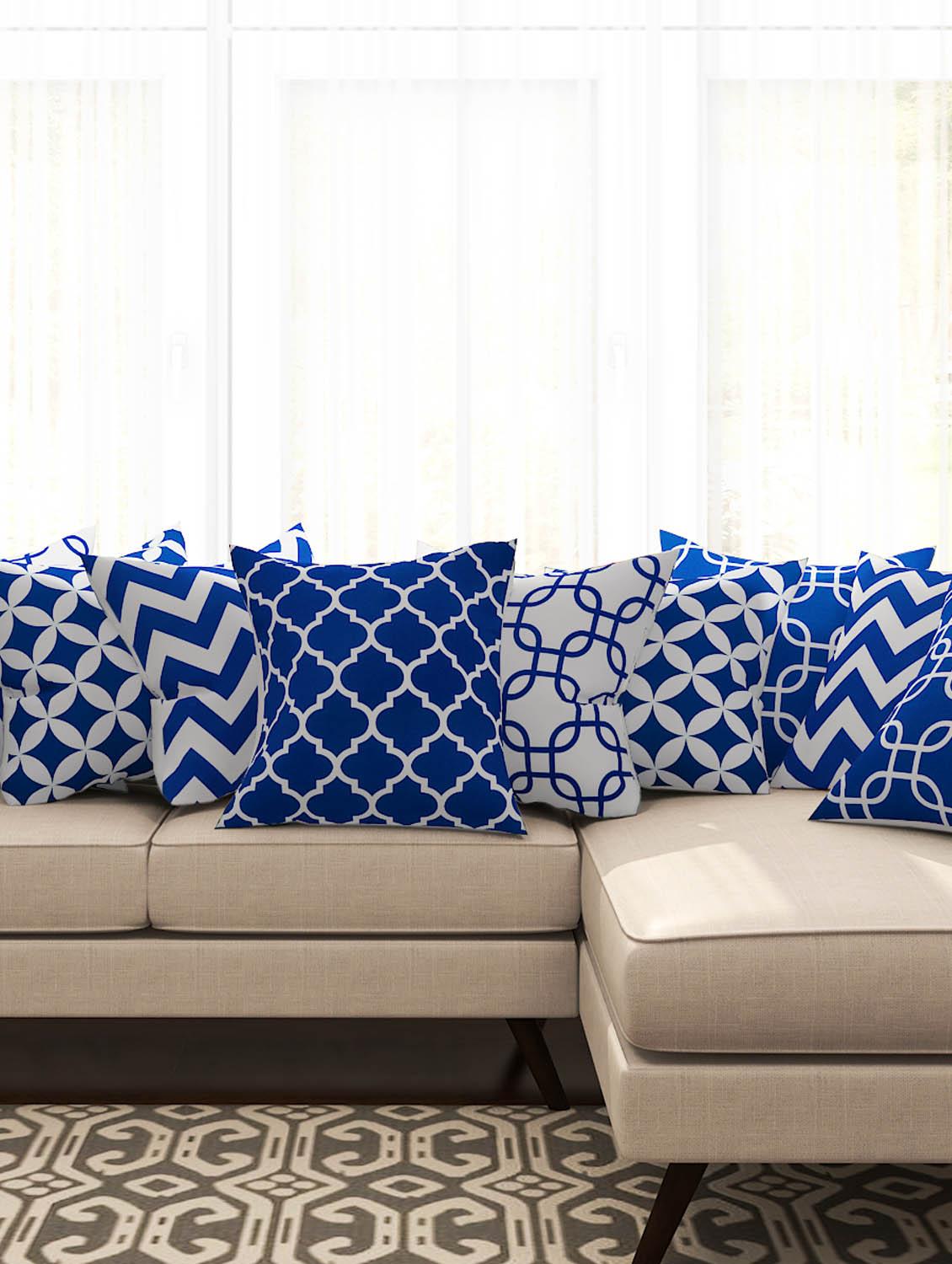 blue cotton set of 10 cushion covers - 11697477 - Zoom Image - 1