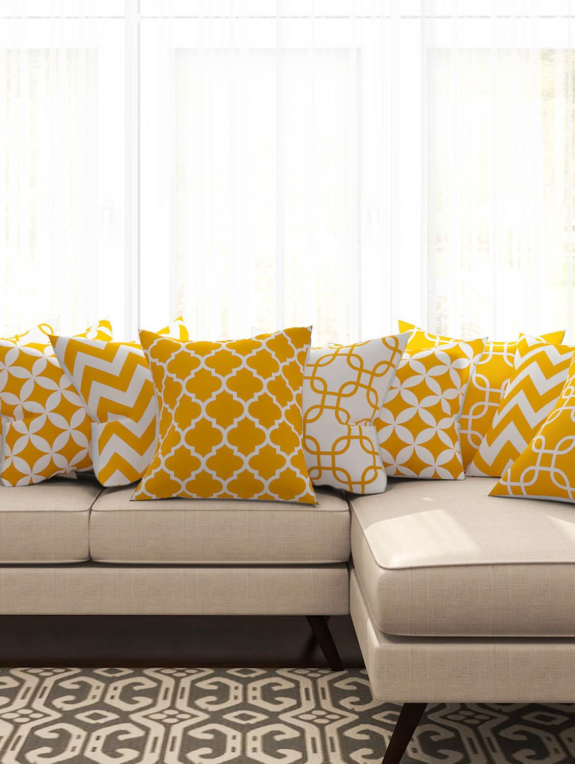yellow cotton set of 10 cushion covers - 11697478 - Zoom Image - 1