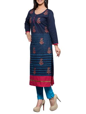 blue cotton kurta - 11698384 - Standard Image - 2