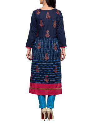 blue cotton kurta - 11698384 - Standard Image - 3