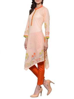 peach cotton kurta - 11698408 - Standard Image - 2